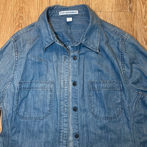 Denim Port Authority Blue Long Sleeve Shirt - Medium - Picture 2 of 5